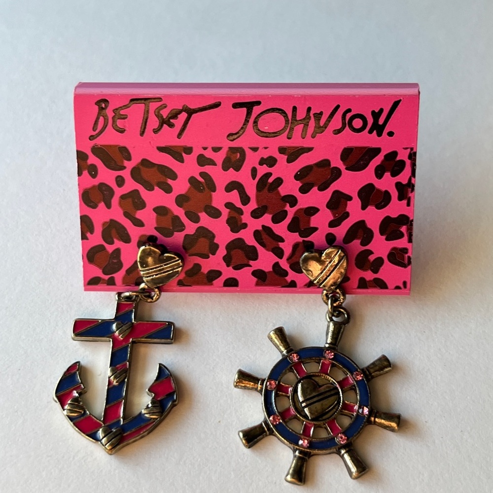 Betsey Johnson Pink and Blue Nautical Earrings